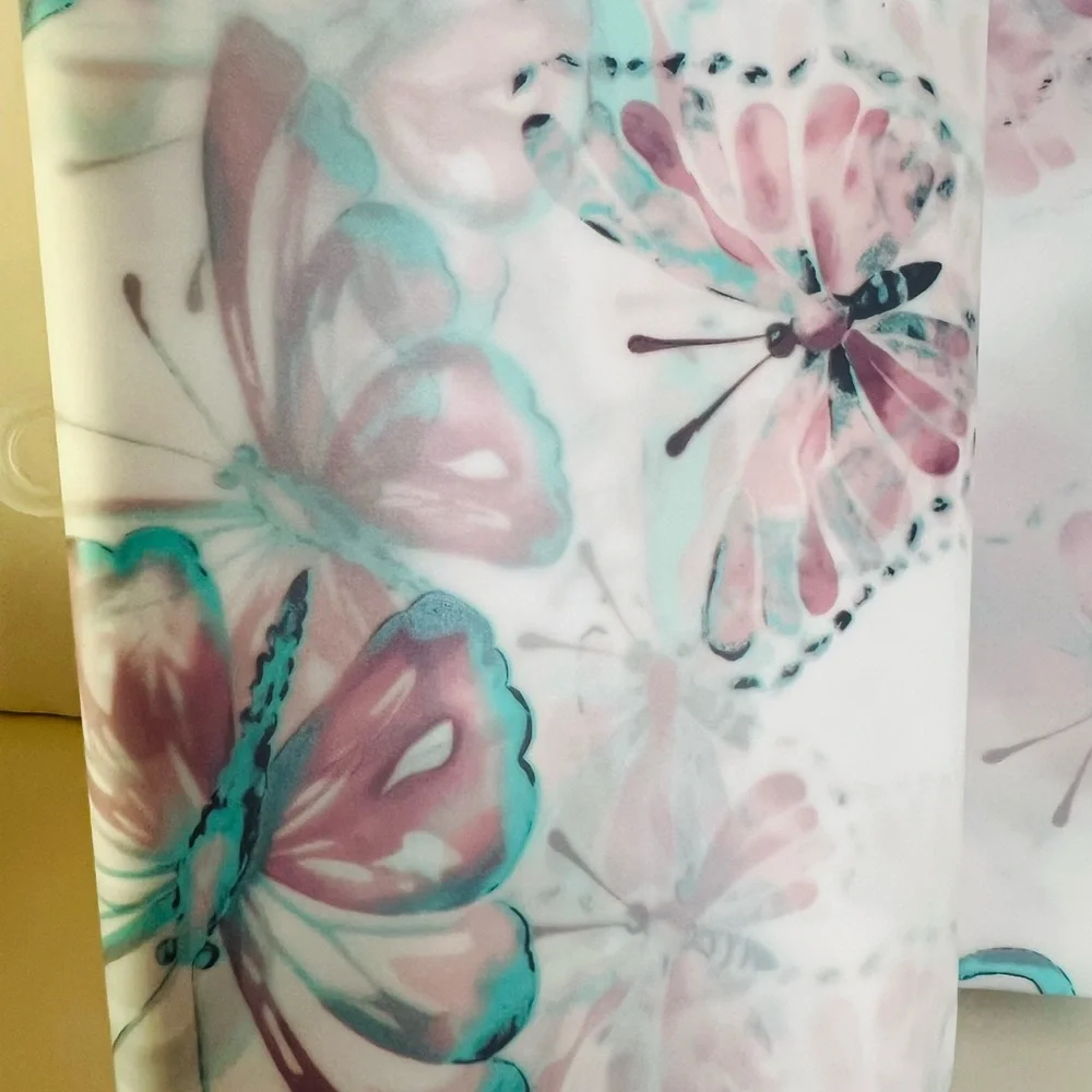 Blue & Lavender Butterflies in Flight Peva Shower Curtain Spring Garden